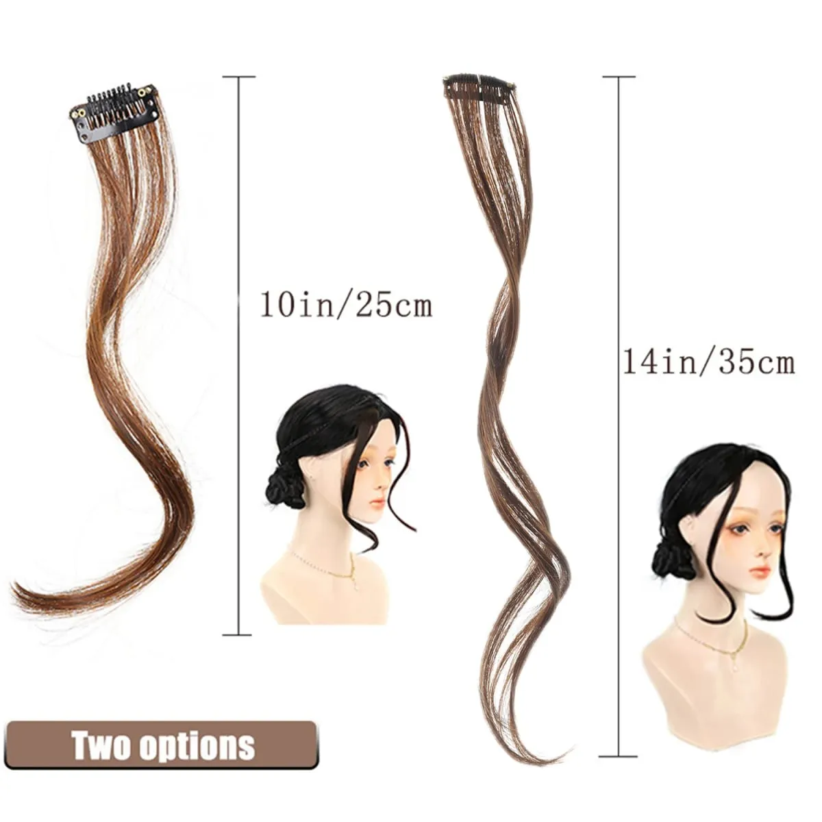 2PC Frangia Sintetica Parrucca Estensioni Dei Capelli Ricci Clip-on Lato Frontale Frangia Bionda Ondulata Lunga con Clip Frangia Invisibile Hai Falso — image 3