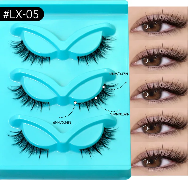 3 paires de cils Manga cils naturels œil de chat bande transparente faux cils aspect naturel faux cils bandes maquillage — image 11