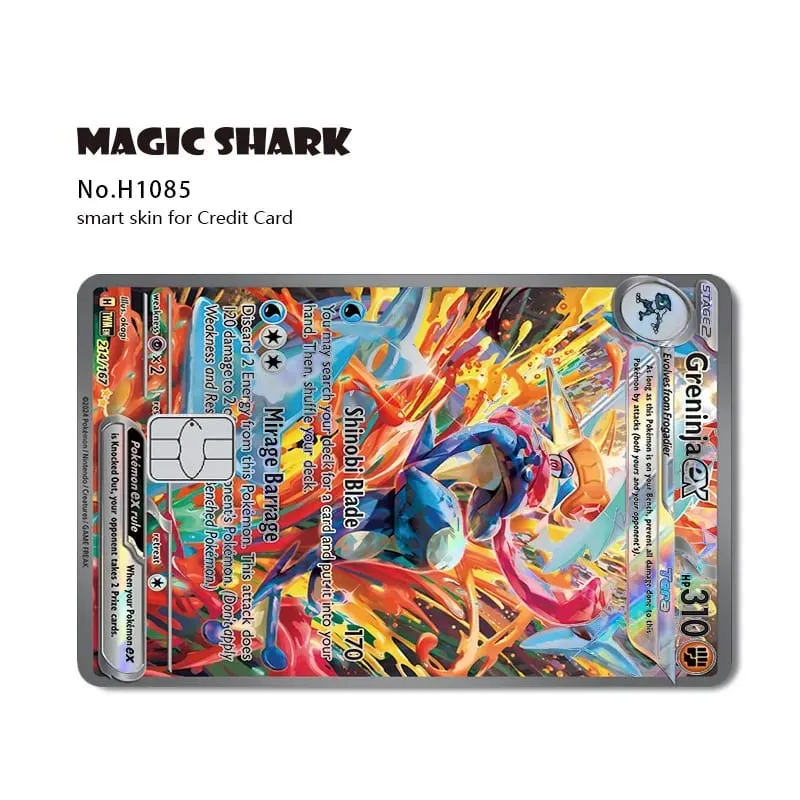 ماجيك القرش ميو تشاريزارد EX Eevee Gengar بيكاتشو TCG بطاقة ثلاثية الأبعاد ليزر الجلد لاصق غشائي لبطاقة الائتمان البنك — image 23