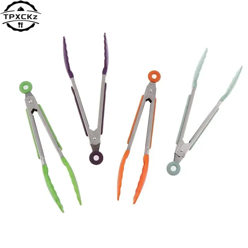 Silikon BBQ Grillen Tong Küche Kochen Salat Brot Servieren Tong Antihaft Grill Clip Clamp Edelstahl Werkzeuge Gadgets — image 5