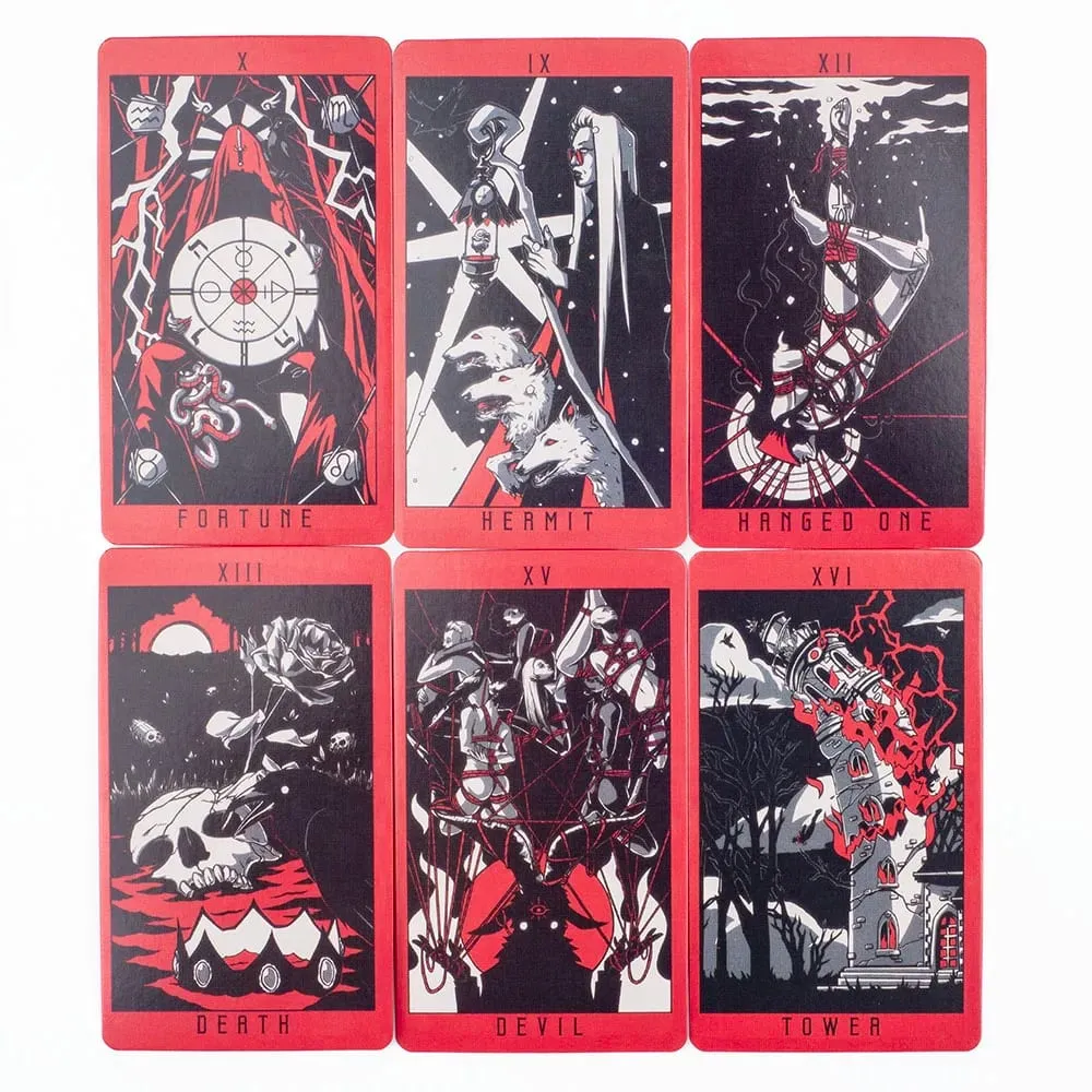 Set da gioco da 80 carte dei Tarocchi Lost Hollow con guida - Bordi dorati rossi Perfetto per feste di famiglia Dimensioni compatte 10,3x6 cm — image 5
