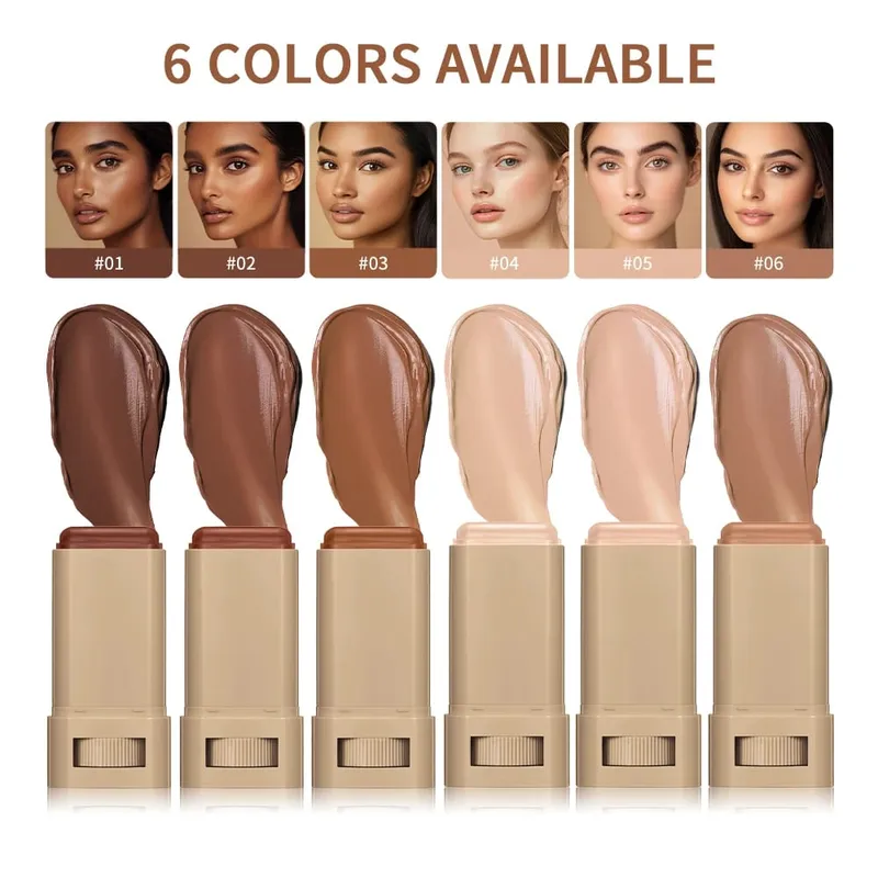 2pcs Foundation Tint Stick & Setting Powder Kit Kosmetik Liputan Kulit Sekata Kawalan Minyak Tahan Lama Kit Makeup Matte