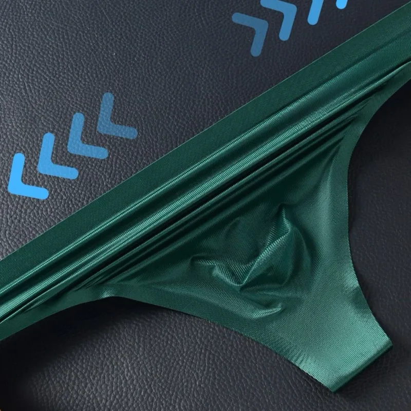 ผู้ชายไม่มีรอยต่อผ้าไหมน้ำแข็งชุดชั้นใน G-String 3D Bulge POUCH Low-RISE T-Back Thongs Low RISE Men กางเกงบิกินี่ U กระเป๋าชุดชั้นใน — image 12