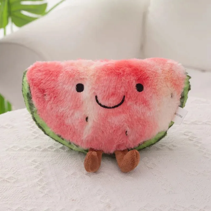 23/45 cm carino fetta di anguria peluche cuscino viso sorridente carino triangolare frutta cuscino rosso con gambe peluche decorazione regalo