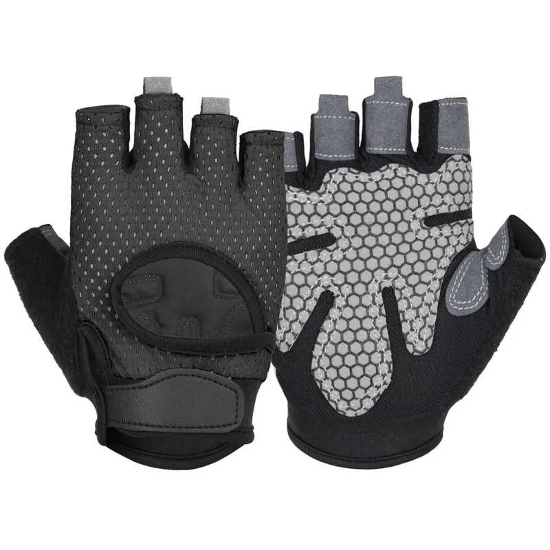 Anti SLIP Shock Breathable Half Finger ถุงมือ Breathable ถุงมือขี่จักรยานฟิตเนส GYM เพาะกาย Crossfit การออกกำลังกายถุงมือกีฬา