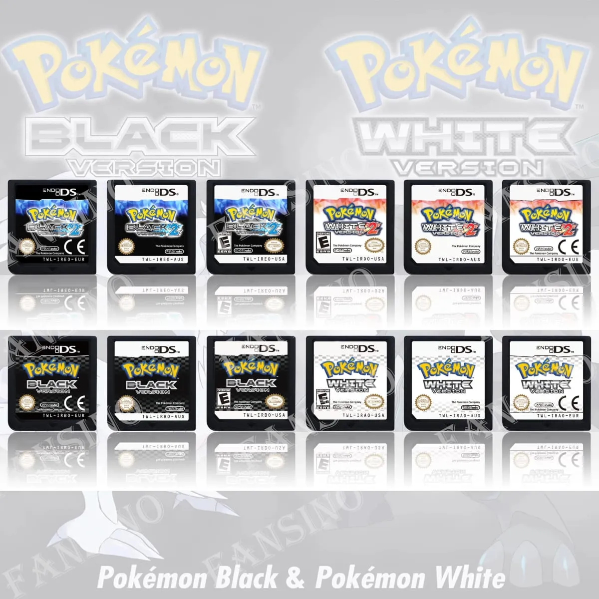 (USA EUR AUS) pokemon สีดำสีขาว 1/2 รุ่นคุณภาพสูงแท้ 1:1 แบบจำลอง DS เกมสำหรับ DS 2DS 3DS คอนโซล — image 2