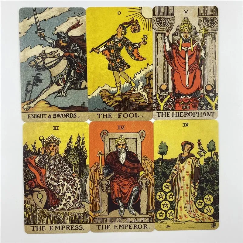 Mazzo di carte dei tarocchi del cavaliere in edizione senza bordi dorati con guida cartacea Giochi da tavolo di divinazione classica con visione inglese — image 4