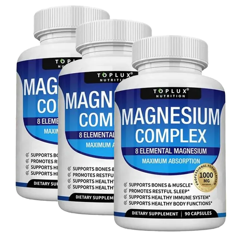 Integratore Magnesium Complex 1000mg - Magnesio Glicinato Citrato Malato Taurato per Ossa Energia Muscolare 90 Capsule Vegane — image 8