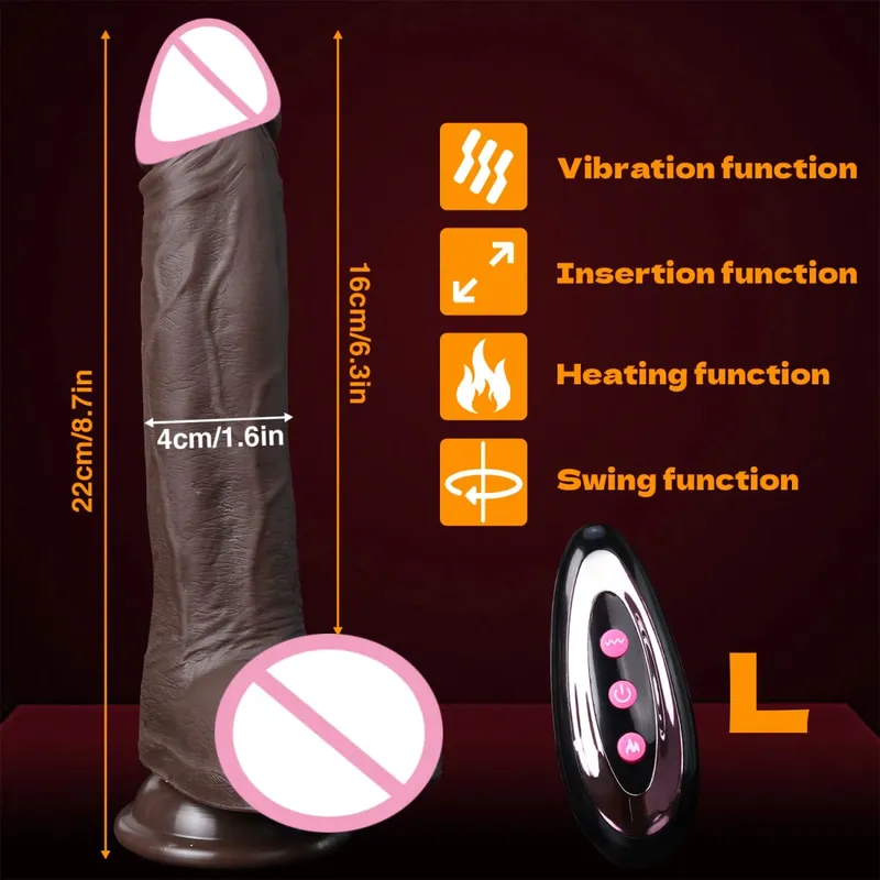 สมจริงDildo Telescopic VibratorอวัยวะเพศชายเทียมหญิงG-Spotนวดช่องคลอดBig Dickเพศของเล่นสำหรับผู้หญิง 18 + — image 10