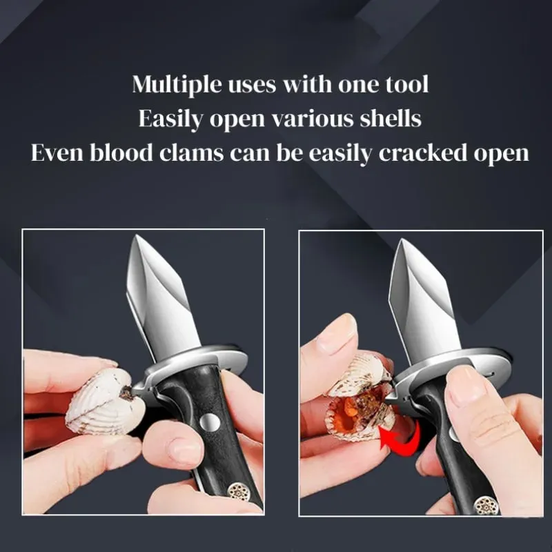 Coltello per ostriche in acciaio inossidabile in legno di colore nero Accessori per utensili da cucina Gadget apriscatole addensati di lusso leggeri — image 3