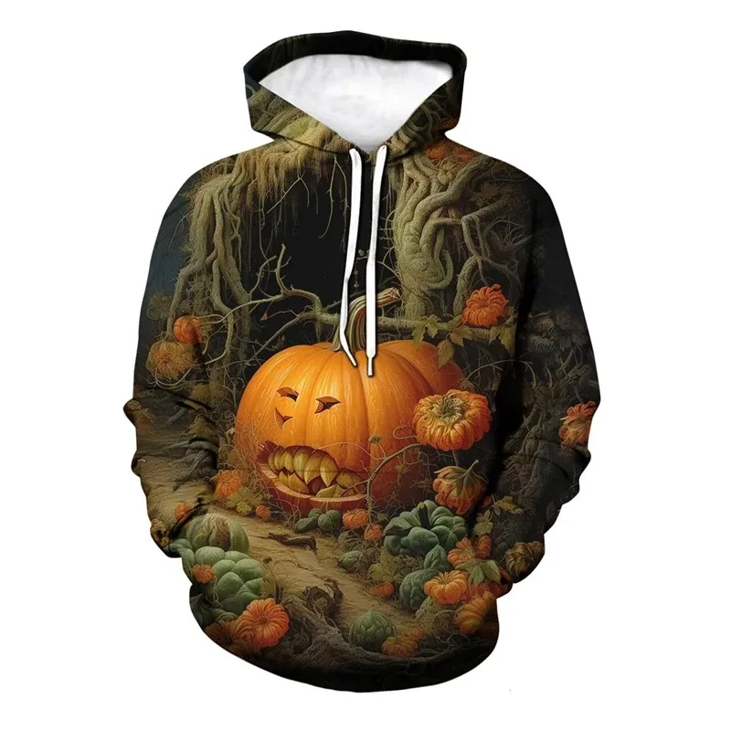 Novelty Halloween Pumpkin Graphic Hoodie Men 3D Printed Skull Sweatshirt Casual Long Sleeve Pullovers Tops Autumn Casual Hoodies — image 5