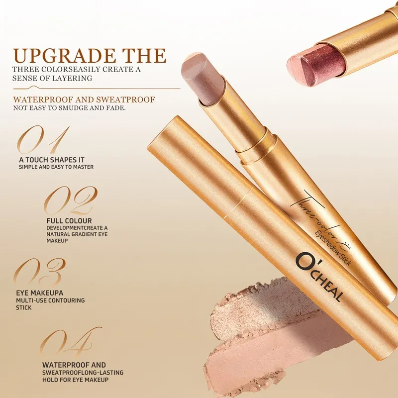Bâton d'ombre à paupières nacré mat 3 couleurs, imperméable, brillant Durable, maquillage pour les yeux fumé, cosmétiques, bâton d'ombre à paupières longue durée — image 5