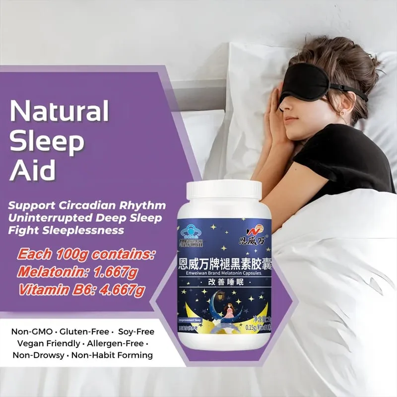 Kapsul Melatonin Tidur Nyenyak & Kognisi Otak Kekuatan Tambahan Liposomal Melatonin dengan Vitamin B6 kesan berganda tidur berkualiti — image 3