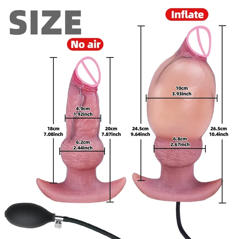Plugue anal inflável para bunda grande, pênis, silicone macio, vestível, monstro, nó, treinador, pau para homens, mulheres, gays, brinquedos sexuais adultos