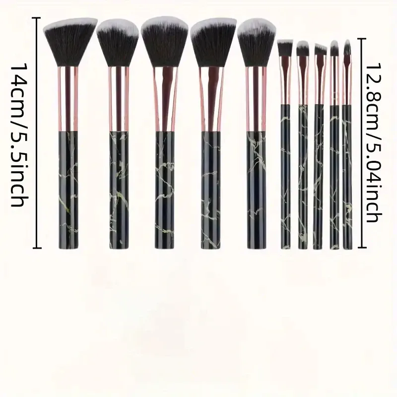 10 ชิ้น Marble แปรงแต่งหน้าพรีเมี่ยมสังเคราะห์ Kabuki Foundation Blending Face Powder Blush คอนซีลเลอร์อายแชโดว์แปรง — image 6
