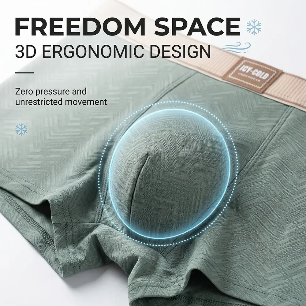 1/3PCS Estate di Raffreddamento Traspirante Boxer Hombre Moda Solid Wave A Righe di Seta del Ghiaccio Mutandine da Uomo di Alta Elastico Biancheria per uomo — image 3