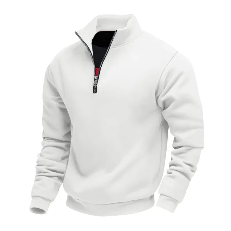 2026 New Fleece Lined Half Zip Sweatshirt for Men, Autumn Winter Solid Color Plus Size Casual Pullover Hoodie Daily Leisure Wear — image 43