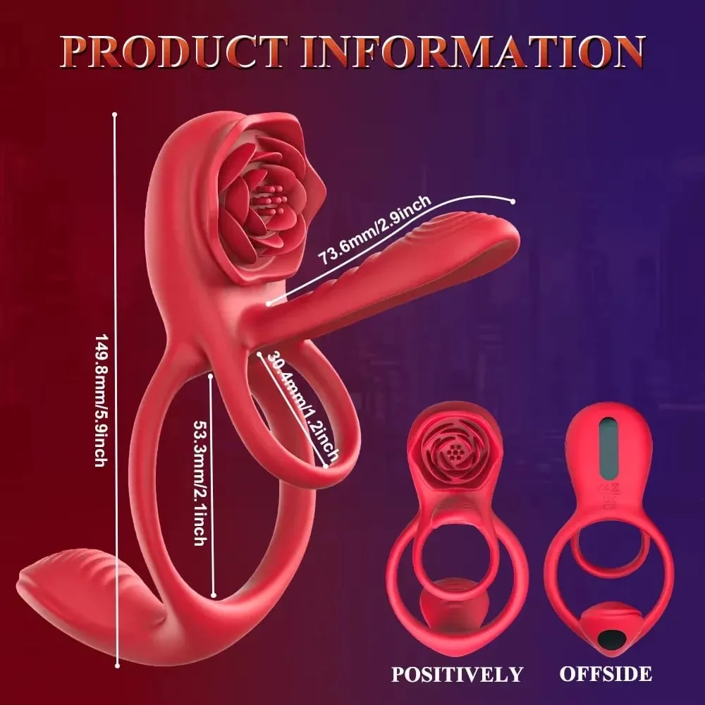 Rose Vibrating Cock Ring Penis Lengan Vibrator G-spot Clitoral Stimulator 10 Getaran Mainan Seks untuk Lelaki Dewasa Clitoris Vibrator — image 6