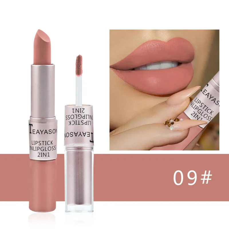 Rossetto liquido opaco impermeabile non trasferibile a lunga tenuta rosa lucidalabbra tinta trucco idratante per donne e signore — image 15