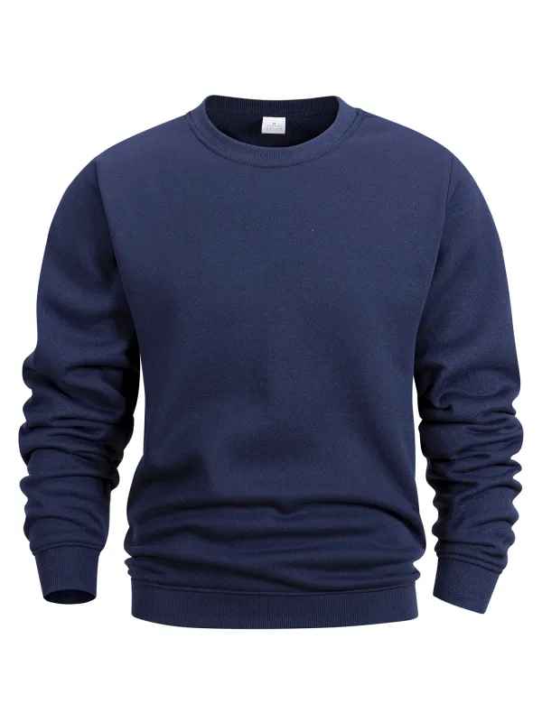 Jersey de cuello redondo para hombre, sudaderas grandes de Color sólido, camisetas para correr al aire libre para primavera y otoño, sudaderas con capucha informales para hombre, ropa de calle — image 8