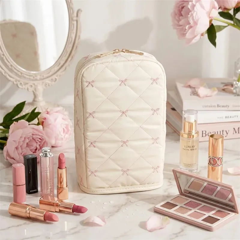 Standing Makeup Brushes Storage Bag Malaking Kapasidad Waterproof PU Leather Cosmetic Tools Organizer Para sa Makeup Brushes Lipsticks