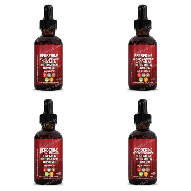 Berberina Cromo Curcuma Ginseng Gocce liquide 60ml Integratore a base di erbe biologico Supporto quotidiano per l'equilibrio del benessere per adulti — image 10