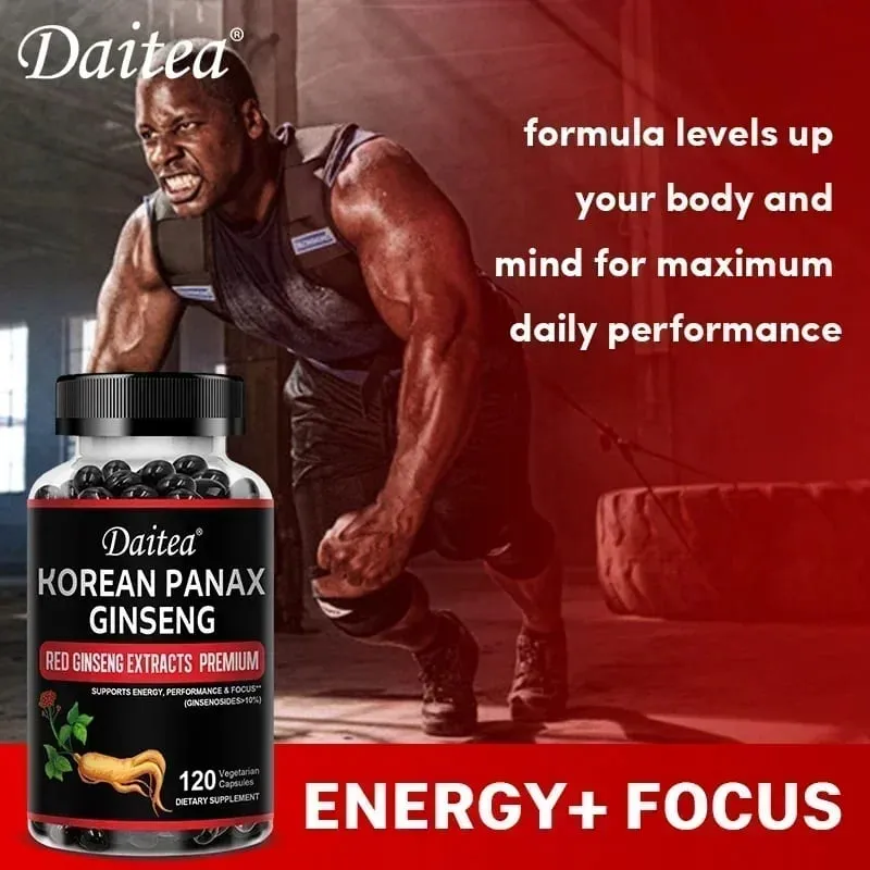 Capsule di Ginseng Rosso Coreano - 1000 Mg Aumenta la resistenza energetica, le prestazioni atletiche e la forza muscolare, supporta la salute immunitaria — image 2