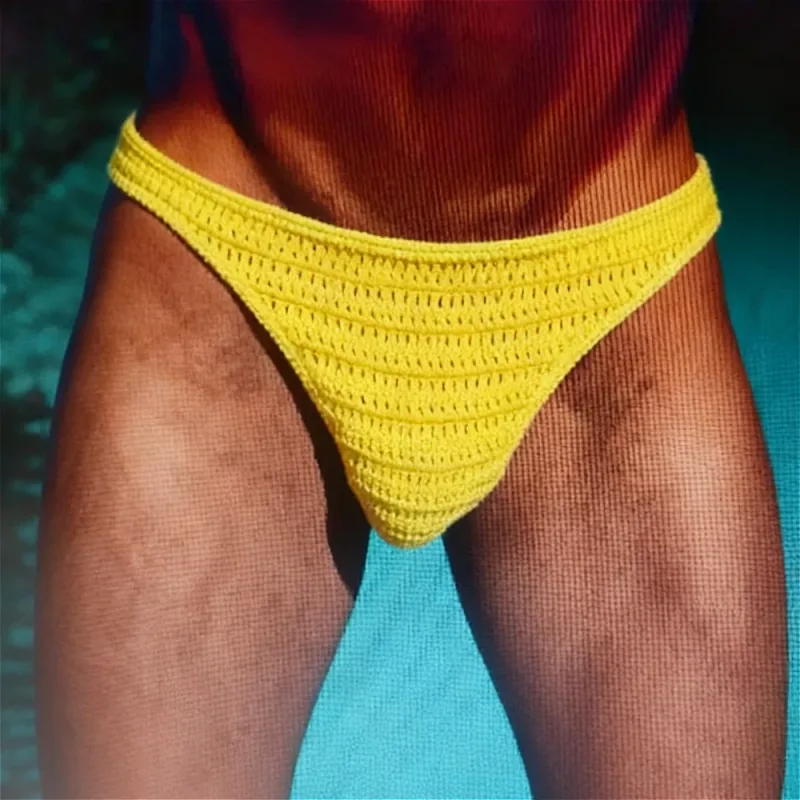 Chaud hommes femmes sous-vêtements respirants main Crochet taille basse Gstring natation bain de soleil string Sissy culottes Трусы Мужские — image 7