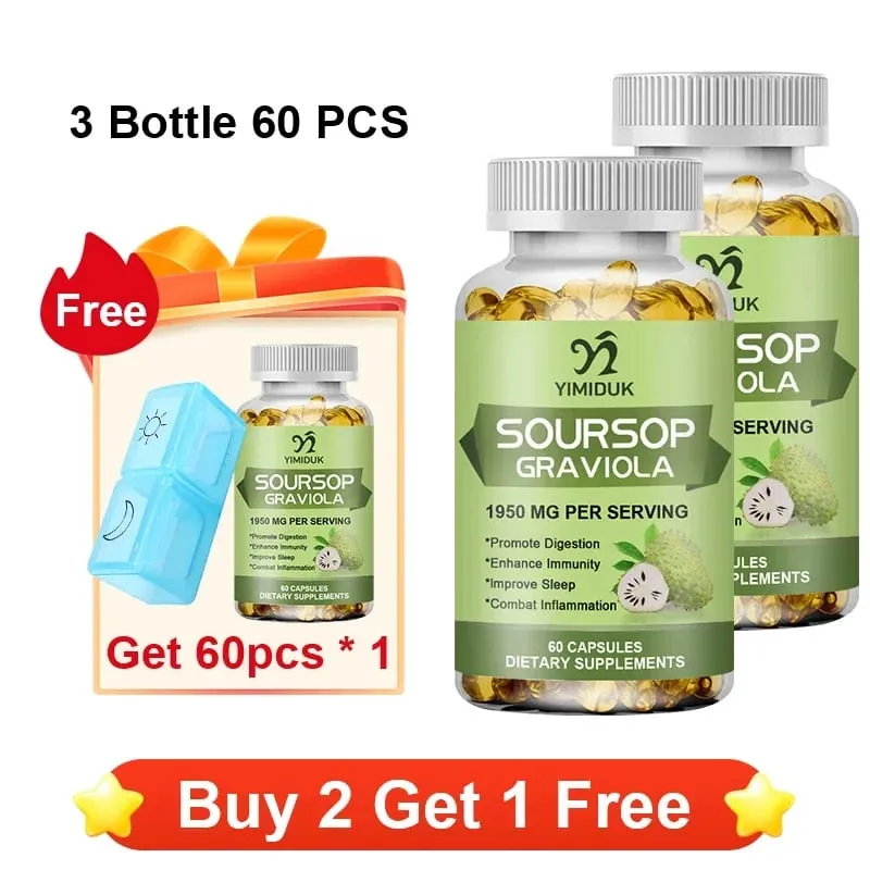 Le capsule di Graviola Soursop da 1950 mg supportano una digestione sana del sistema immunitario, un sonno migliore e un'attività antiossidante naturale — image 9