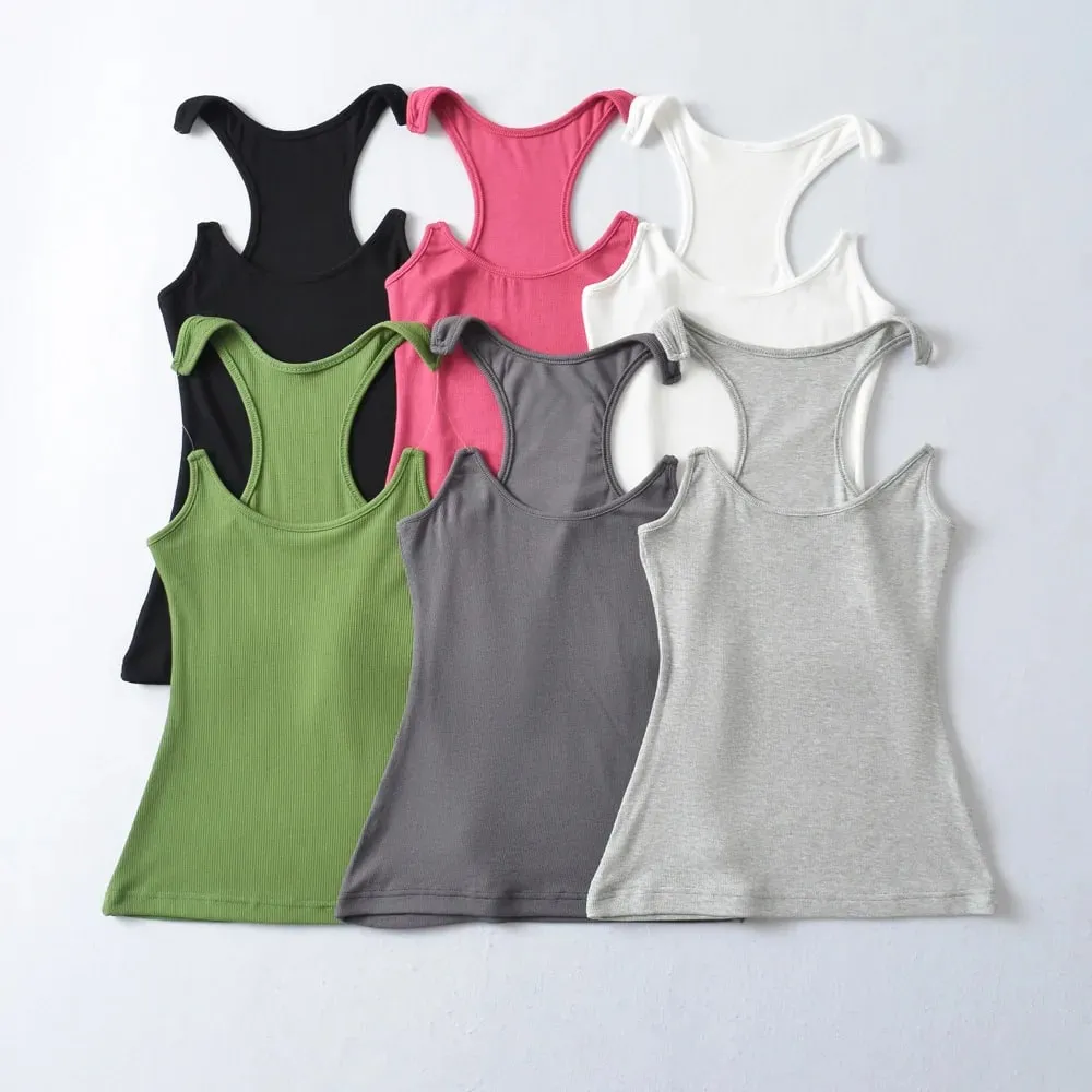 ผู้หญิง Ypro Ribbed สายรัดที่มองไม่เห็นเสื้อกล้าม Camis Tee — image 6
