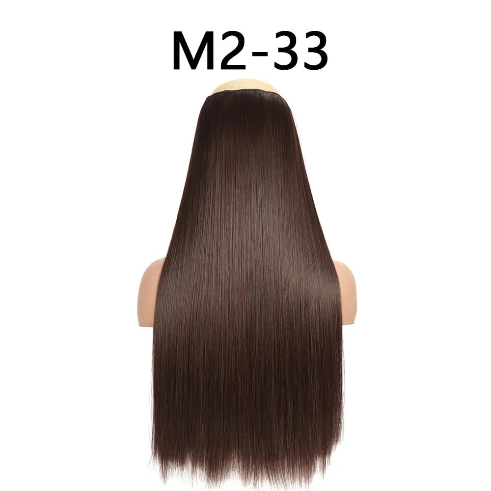 สังเคราะห์ 24 นิ้ว One Piece 5 คลิปยาวตรงทรงผมทนความร้อนปลอม Hairpiece สำหรับผู้หญิง NATURAL Brow — image 23