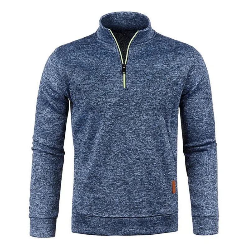 Autumn Men's Half Zipper Sweatshirt Long Sleeve Solid Color Pullover Turtleneck Streetwear Winter Warm Jacket Sport Coats