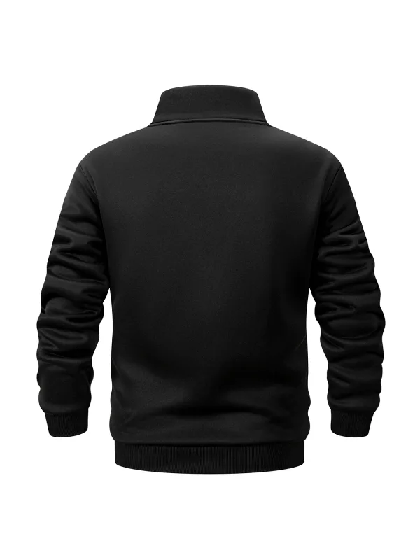 Men Fleece Lined Sweatshirts Winter Warm Pullover Half Zipper Pullover for Male Hoody Outdoor Sweatshit Solid Color Stand Collar — image 4