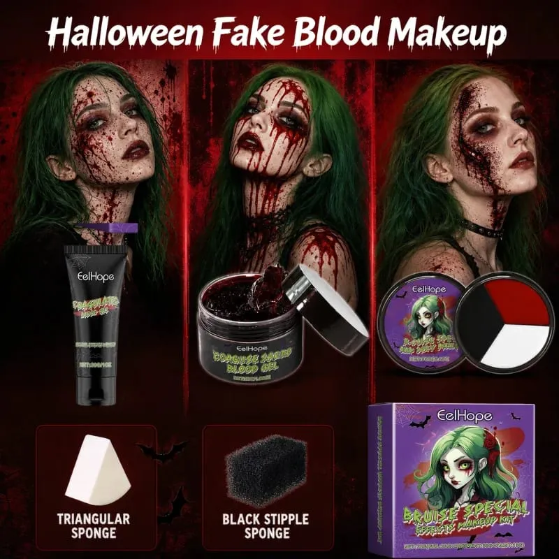 Halloween Special Effects Bruise Scar Makeup Kit Fake Wound Blood Cosmetic Tools Vampire Zombie Cosplay Stage Party Make Up Set