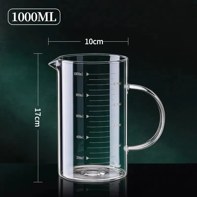 1/2 szt. Szklana miarka z uchwytem żaroodporna zlewka laboratoryjna kuchenna miarka do kawy i mleka 250/350/500/1000ml — image 12