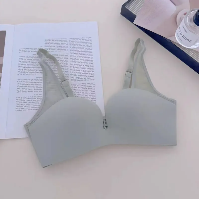 Seksi Dikişsiz Ön Düğme Güzellik Geri Push Up Lingerie Küçük Meme Toplama Hiçbir Çelik Halka Yumuşak Rahat Sutyen