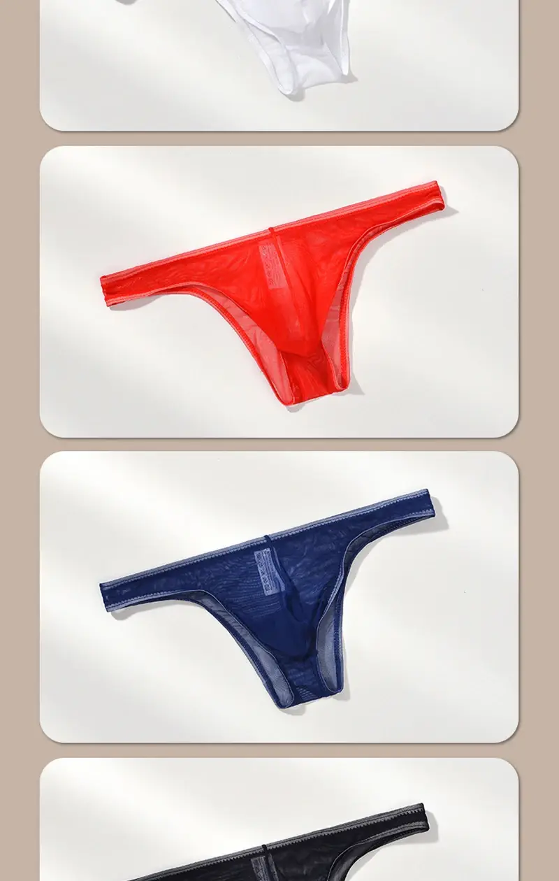3Pcs/lot Men's Sexy See Through Briefs Mesh Sheer Transparent Seamless Panties Underwear Low-Rise Ultra-Thin Male Underpants — image 8
