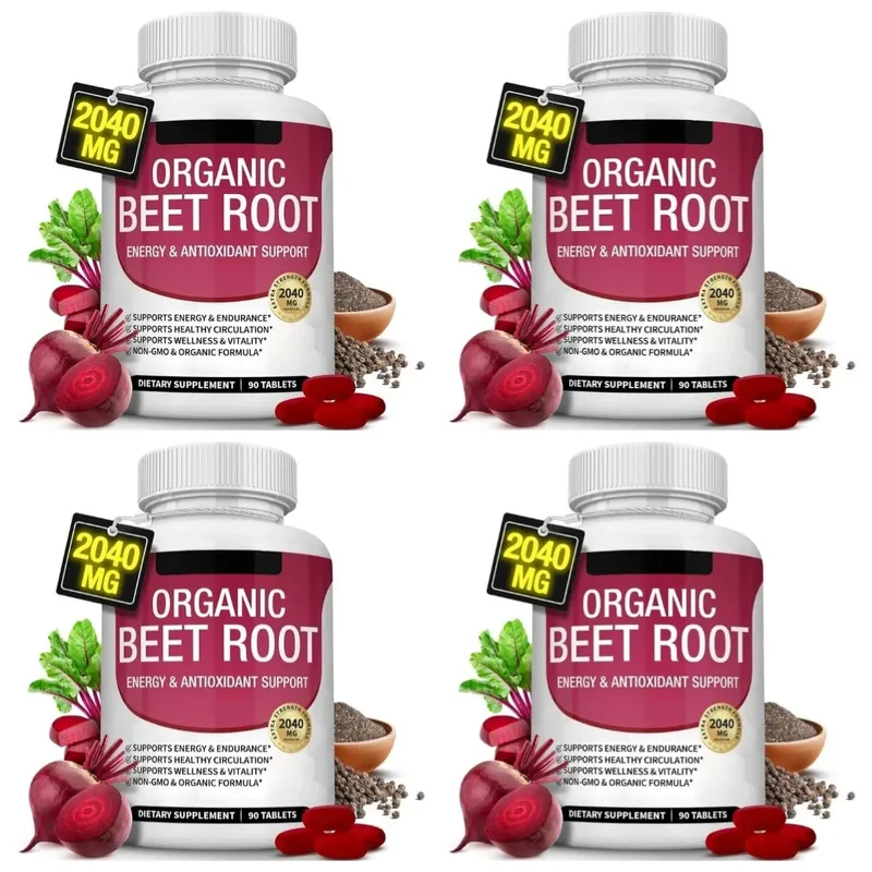 Radice di barbabietola biologica con pepe nero Potenziamento energetico naturale Supporto immunitario Integratore antiossidante Non OGM Senza glutine 90 compresse