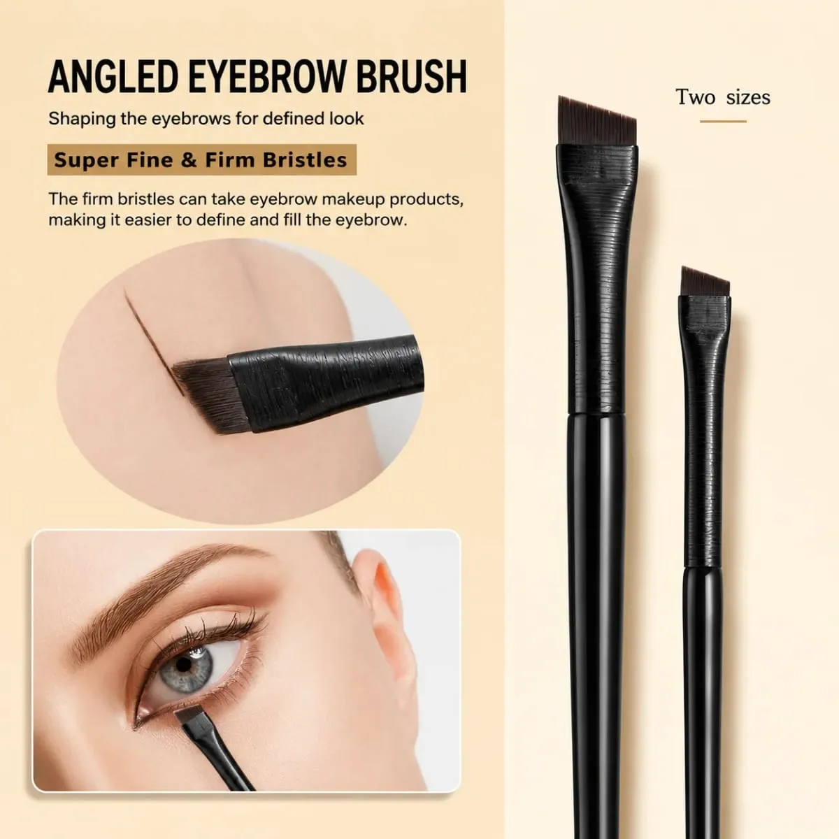 5/7 darabos Precision szemsmink ecsetkészlet | Scythe & Angled Eyeliner szemöldökkefék hosszú nyelű, megfordítható kialakítással — image 4