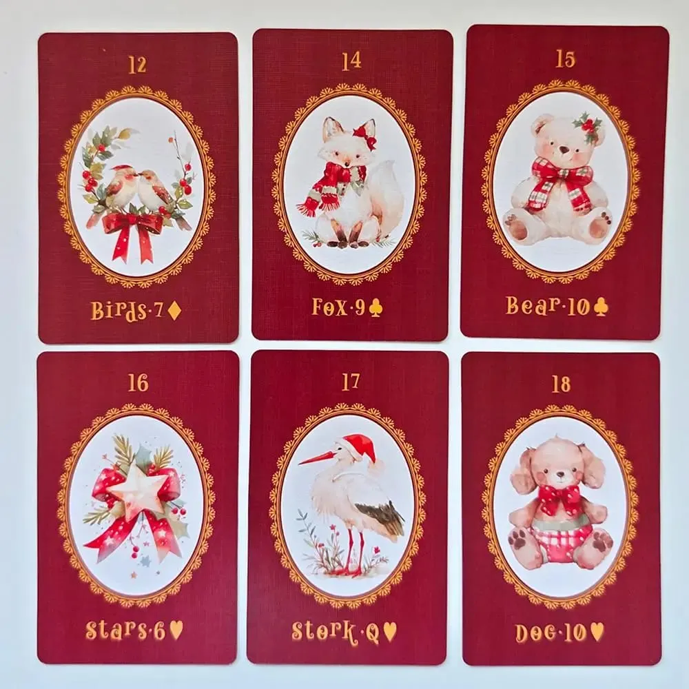 Christmas Carol Lenormand Deck 9*6cm 42 pièces jolies cartes Lenormand sur le thème de noël imprimées sur du papier cartonné Double gaufrage 350GSM — image 6