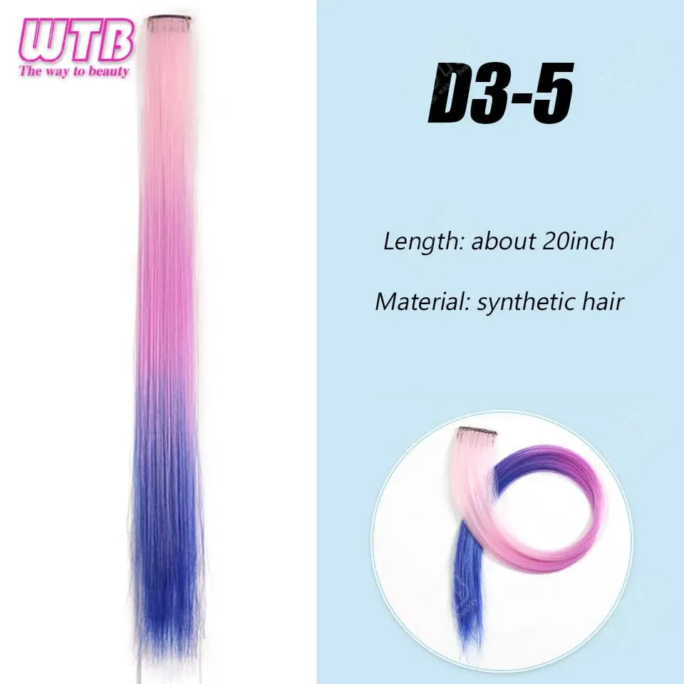 Synthetic Colored Clip in Hair Extensions Straight Hairpiece Multi-Colors Party Highlights Clip in Synthetic for Women Girls — image 10