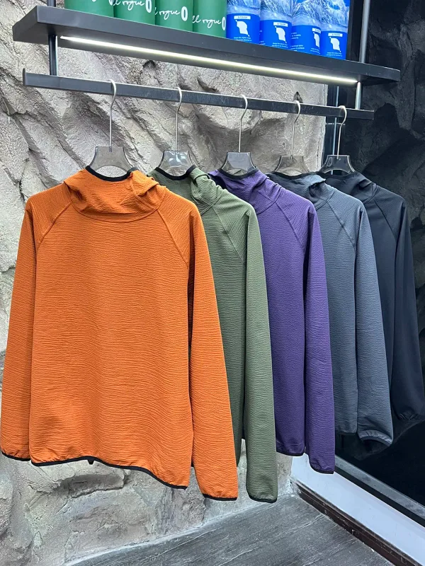 Lightweight seersucker texture outdoor thin quick-drying fabric couple loose sports hooded sweater — image 6