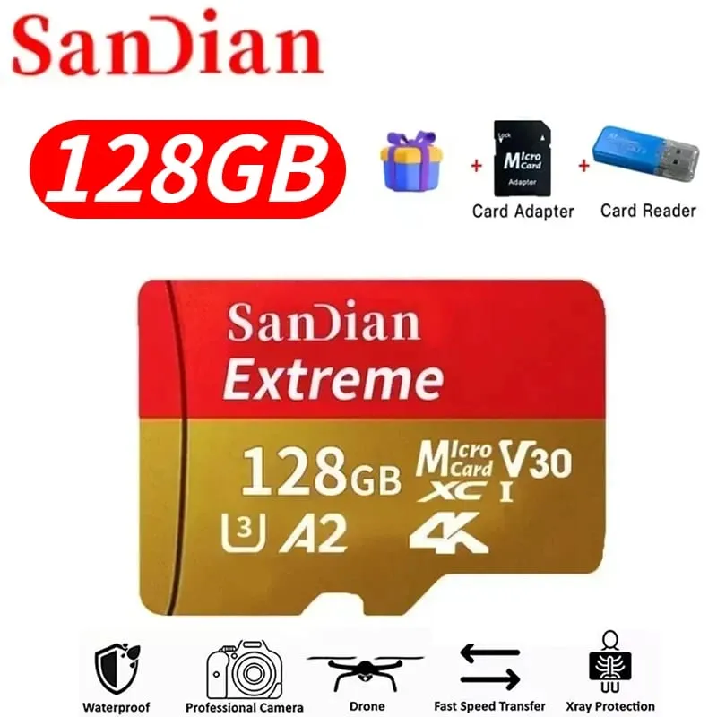 Kad SD Storge Berkelajuan Tinggi 128GB Kad Micro TF Asal 512GB Kelas 10 Pemindahan Kelajuan Tinggi untuk Kamera/PC/Telefon