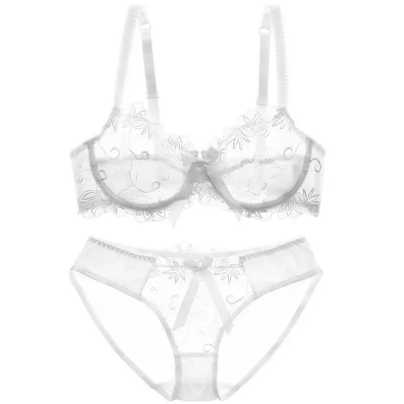 ผู้หญิงเซ็กซี่ Sheer ตาข่ายลูกไม้ชุดบาง Minimizer หน้าอกใหญ่ Bowknot Pure Desire ชุดชั้นใน Brassiere ชุดชั้นใน 34-40 BC — image 15