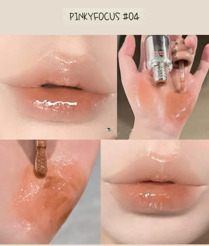 Pinkyfocus Olio per labbra trasparente lucidante Finitura in vetro idratante Tonalità nuda non appiccicosa Ideale per stratificare per illuminare le labbra — image 11