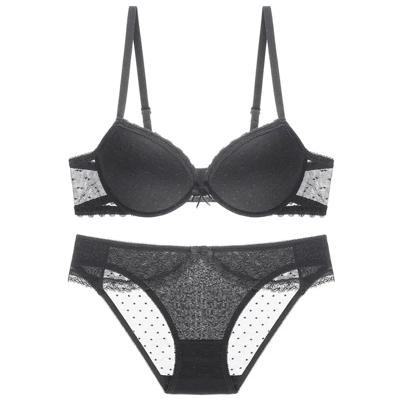 Soutien-gorge supérieur européen et américain, haut fin, coussin en coton épais, anneau en acier, soutien-gorge Push up Sexy, ensemble de Lingerie en dentelle