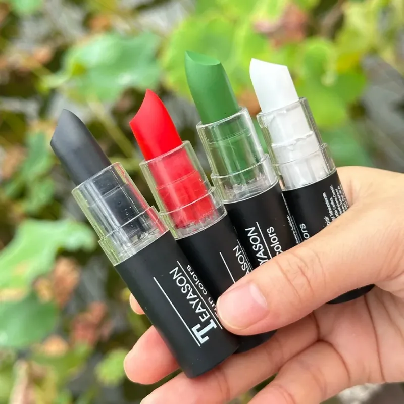 12 Color Lipstick Waterproof Long Lasting Clay Nude Lip Primer Concealer Lip Gloss Matte Gothic Black Makeup Halloween Lip Stick