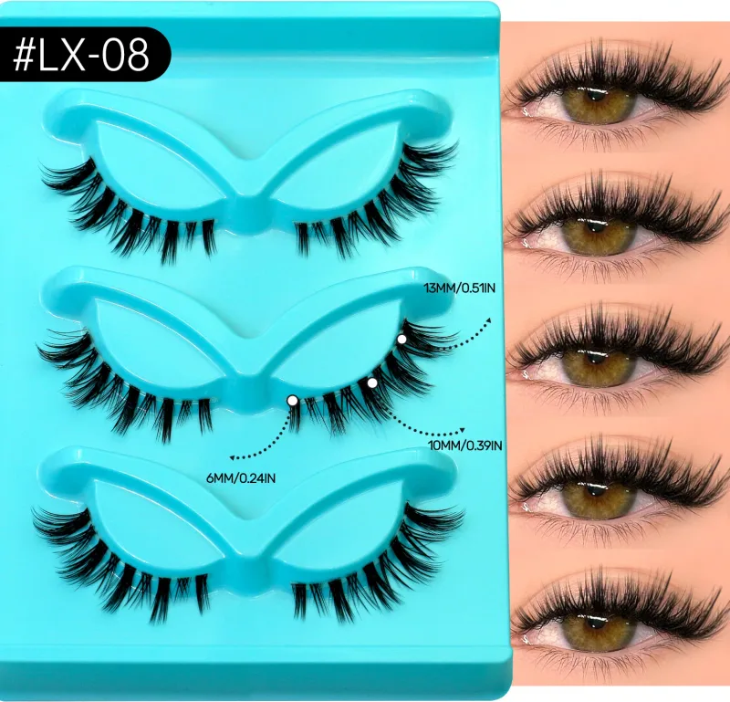 3 paires de cils Manga cils naturels œil de chat bande transparente faux cils aspect naturel faux cils bandes maquillage — image 15