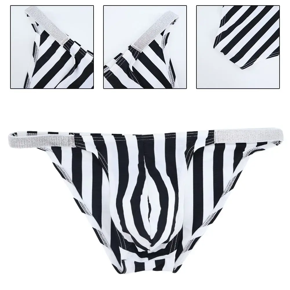 Comfortable Men Lingerie Briefs Bikini Black White Striped Underwear Sports Casual Man Tanga Panties Jockstrap Pouch — image 7