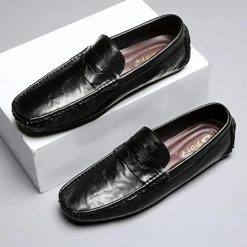 New Classic Casual Leather Men Shoes High Quality Summer Soft Bottom Loafers Outdoor Slip on Driving Shoes Flat Designer Shoes — image 6
